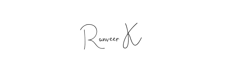 You should practise on your own different ways (Andilay-7BmLP) to write your name (Ranveer K) in signature. don't let someone else do it for you. Ranveer K signature style 4 images and pictures png