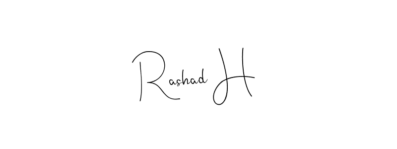 How to make Rashad H name signature. Use Andilay-7BmLP style for creating short signs online. This is the latest handwritten sign. Rashad H signature style 4 images and pictures png