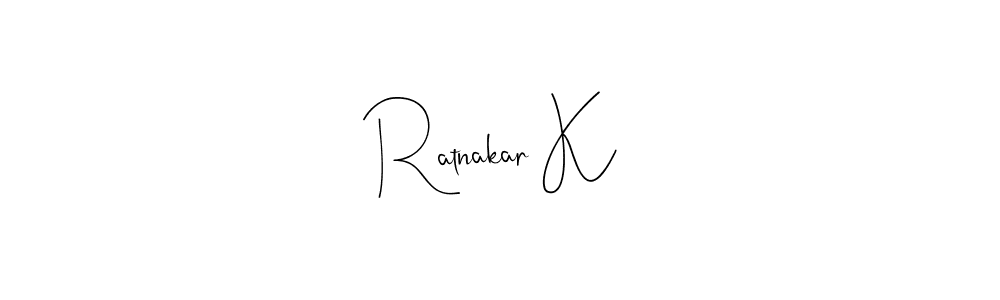 if you are searching for the best signature style for your name Ratnakar K. so please give up your signature search. here we have designed multiple signature styles  using Andilay-7BmLP. Ratnakar K signature style 4 images and pictures png