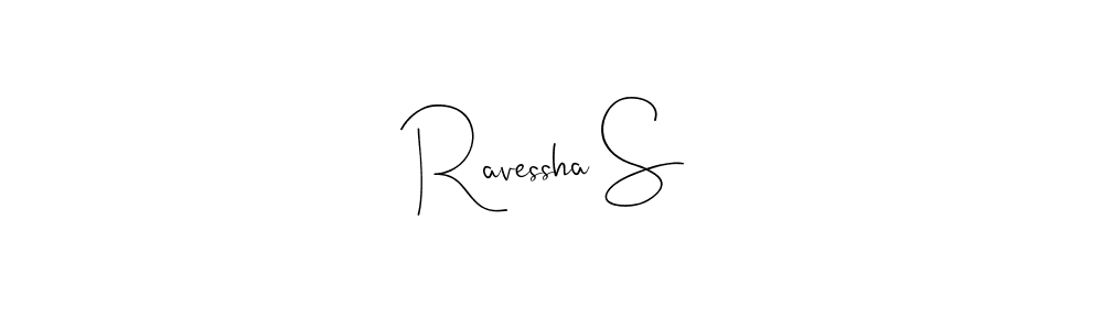 How to make Ravessha S name signature. Use Andilay-7BmLP style for creating short signs online. This is the latest handwritten sign. Ravessha S signature style 4 images and pictures png
