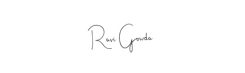 How to make Ravi Gowda name signature. Use Andilay-7BmLP style for creating short signs online. This is the latest handwritten sign. Ravi Gowda signature style 4 images and pictures png