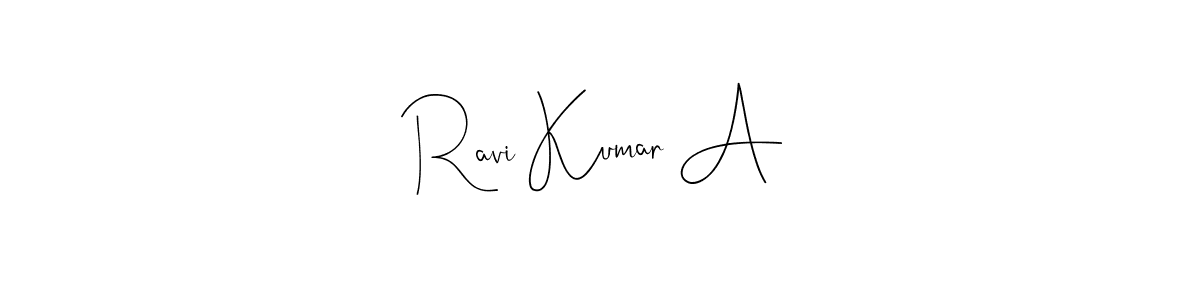 Use a signature maker to create a handwritten signature online. With this signature software, you can design (Andilay-7BmLP) your own signature for name Ravi Kumar A. Ravi Kumar A signature style 4 images and pictures png