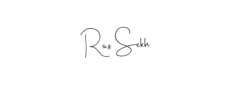 How to make Raz Sekh name signature. Use Andilay-7BmLP style for creating short signs online. This is the latest handwritten sign. Raz Sekh signature style 4 images and pictures png