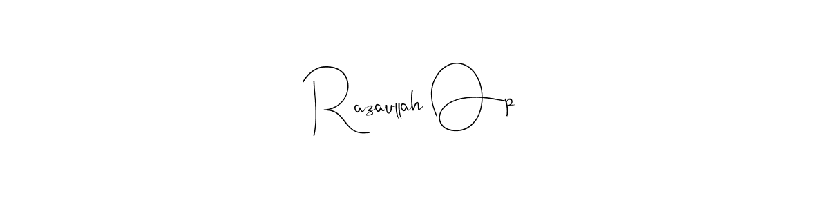 Create a beautiful signature design for name Razaullah Op. With this signature (Andilay-7BmLP) fonts, you can make a handwritten signature for free. Razaullah Op signature style 4 images and pictures png