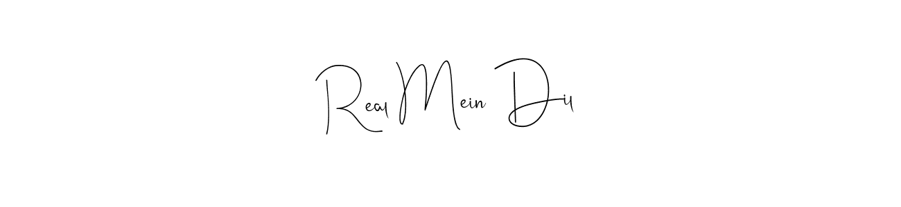 if you are searching for the best signature style for your name Real Mein Dil. so please give up your signature search. here we have designed multiple signature styles  using Andilay-7BmLP. Real Mein Dil signature style 4 images and pictures png