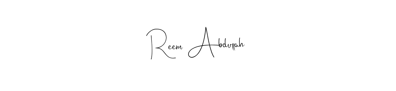 How to make Reem Abdullah name signature. Use Andilay-7BmLP style for creating short signs online. This is the latest handwritten sign. Reem Abdullah signature style 4 images and pictures png