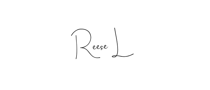 How to make Reese L name signature. Use Andilay-7BmLP style for creating short signs online. This is the latest handwritten sign. Reese L signature style 4 images and pictures png