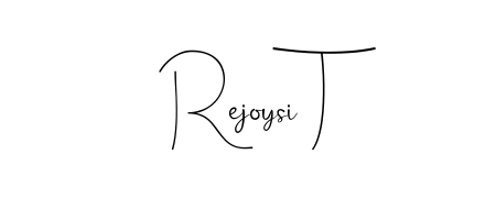 A modern signature idea for name Rejoysi T using Andilay-7BmLP font. Clean strokes and elegant curves make it stand out instantly. Rejoysi T signature style 4 images and pictures png