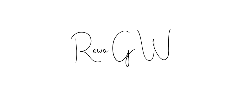 if you are searching for the best signature style for your name Rewa G W. so please give up your signature search. here we have designed multiple signature styles  using Andilay-7BmLP. Rewa G W signature style 4 images and pictures png