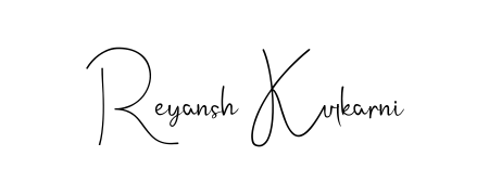 The Andilay-7BmLP handwriting style adds charm and authenticity to name Reyansh Kulkarni. A wonderful choice for personal thank-you notes. Reyansh Kulkarni signature style 4 images and pictures png