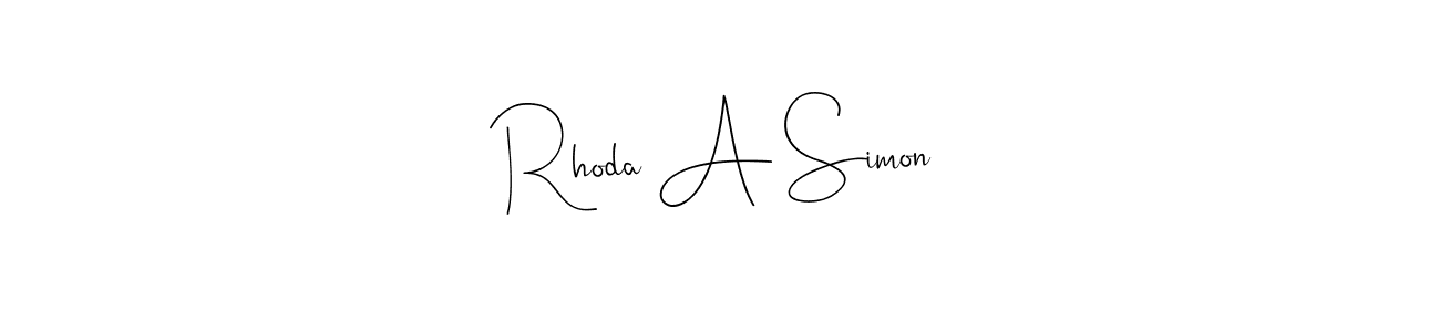 The best way (Andilay-7BmLP) to make a short signature is to pick only two or three words in your name. The name Rhoda A Simon include a total of six letters. For converting this name. Rhoda A Simon signature style 4 images and pictures png