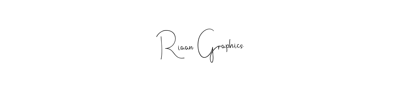 How to make Riaan Graphics name signature. Use Andilay-7BmLP style for creating short signs online. This is the latest handwritten sign. Riaan Graphics signature style 4 images and pictures png