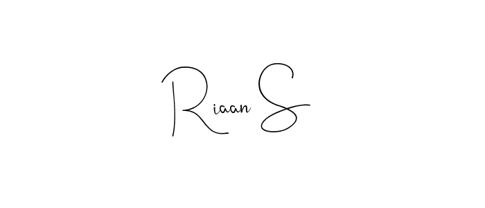 How to make Riaan S name signature. Use Andilay-7BmLP style for creating short signs online. This is the latest handwritten sign. Riaan S signature style 4 images and pictures png