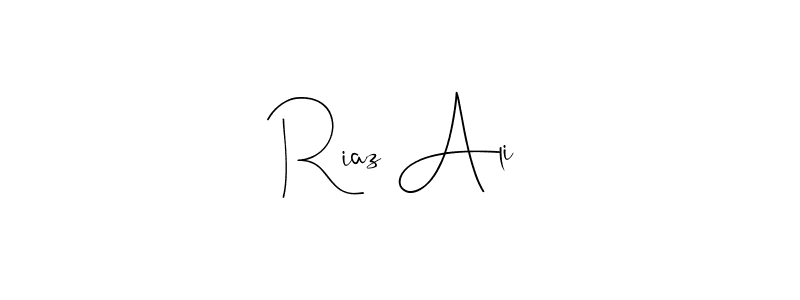 How to make Riaz Ali name signature. Use Andilay-7BmLP style for creating short signs online. This is the latest handwritten sign. Riaz Ali signature style 4 images and pictures png
