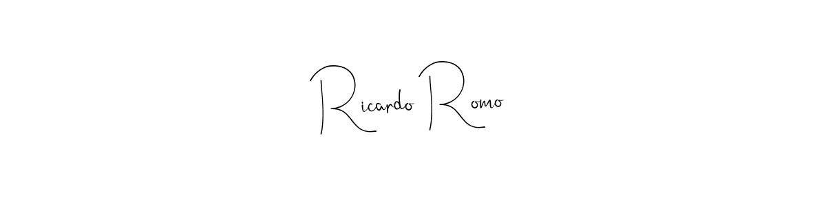 How to make Ricardo Romo name signature. Use Andilay-7BmLP style for creating short signs online. This is the latest handwritten sign. Ricardo Romo signature style 4 images and pictures png