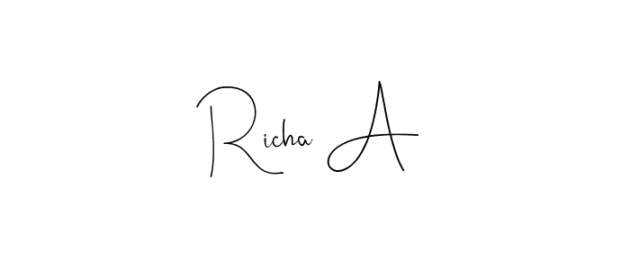 Make a beautiful signature design for name Richa A. Use this online signature maker to create a handwritten signature for free. Richa A signature style 4 images and pictures png
