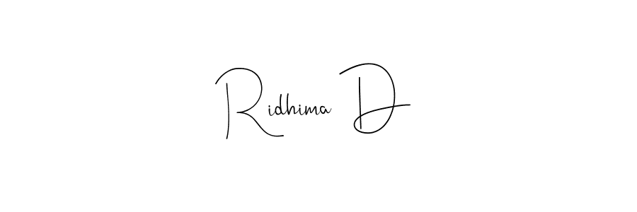 Also we have Ridhima D name is the best signature style. Create professional handwritten signature collection using Andilay-7BmLP autograph style. Ridhima D signature style 4 images and pictures png