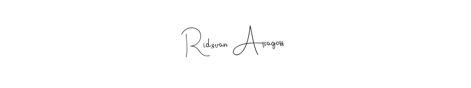 How to make Ridzuan Alsagoff name signature. Use Andilay-7BmLP style for creating short signs online. This is the latest handwritten sign. Ridzuan Alsagoff signature style 4 images and pictures png