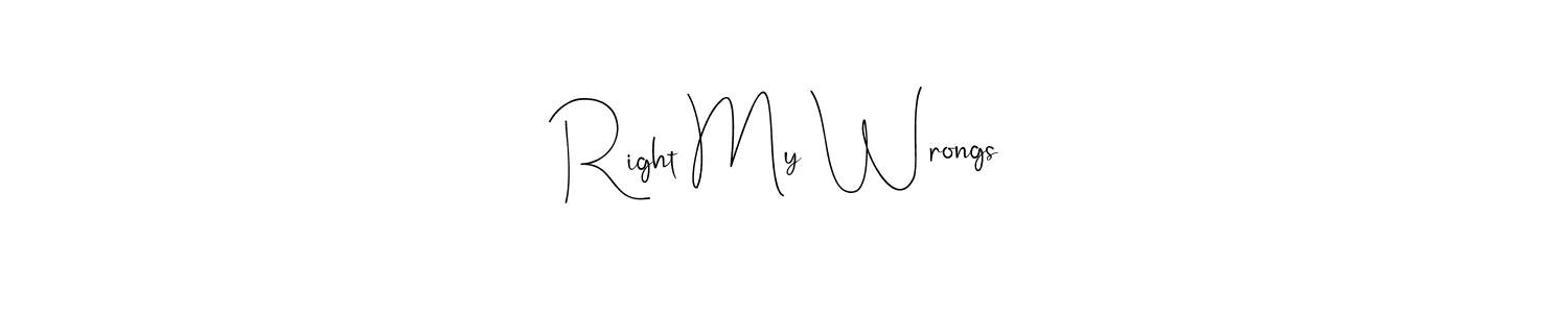 Andilay-7BmLP is a professional signature style that is perfect for those who want to add a touch of class to their signature. It is also a great choice for those who want to make their signature more unique. Get Right My Wrongs name to fancy signature for free. Right My Wrongs signature style 4 images and pictures png