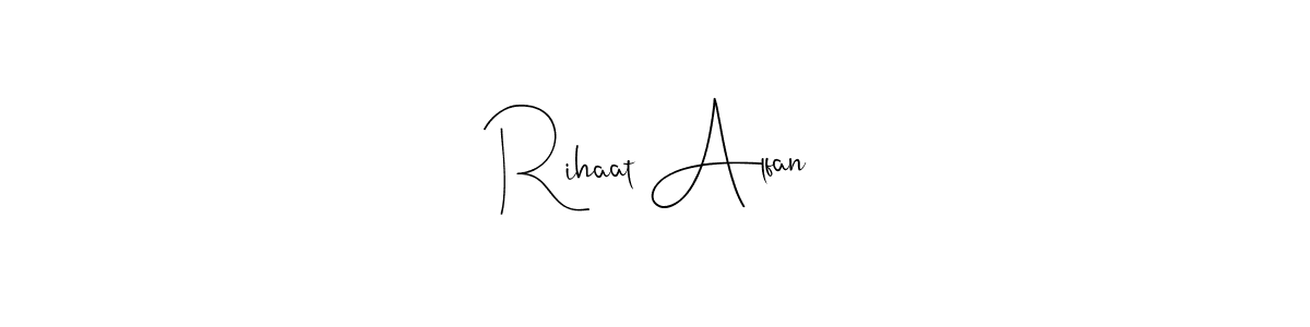 Use a signature maker to create a handwritten signature online. With this signature software, you can design (Andilay-7BmLP) your own signature for name Rihaat Alfan. Rihaat Alfan signature style 4 images and pictures png