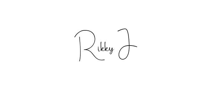 How to make Rikky J name signature. Use Andilay-7BmLP style for creating short signs online. This is the latest handwritten sign. Rikky J signature style 4 images and pictures png