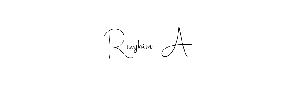 if you are searching for the best signature style for your name Rimjhim  A. so please give up your signature search. here we have designed multiple signature styles  using Andilay-7BmLP. Rimjhim  A signature style 4 images and pictures png