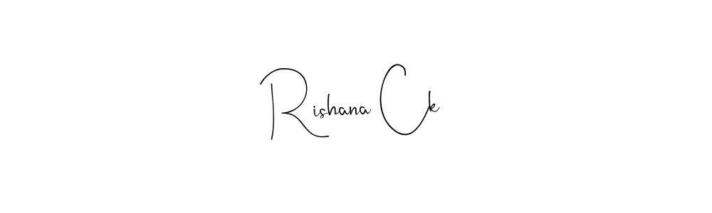 if you are searching for the best signature style for your name Rishana Ck. so please give up your signature search. here we have designed multiple signature styles  using Andilay-7BmLP. Rishana Ck signature style 4 images and pictures png