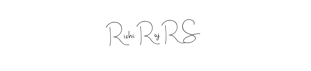 How to make Rishi Raj R S name signature. Use Andilay-7BmLP style for creating short signs online. This is the latest handwritten sign. Rishi Raj R S signature style 4 images and pictures png