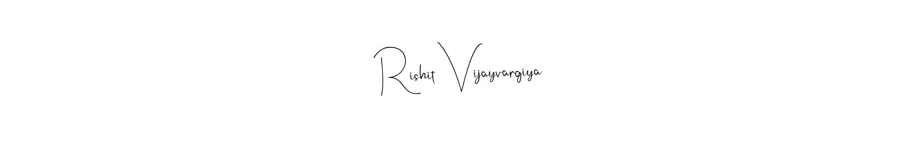Andilay-7BmLP is a professional signature style that is perfect for those who want to add a touch of class to their signature. It is also a great choice for those who want to make their signature more unique. Get Rishit Vijayvargiya name to fancy signature for free. Rishit Vijayvargiya signature style 4 images and pictures png