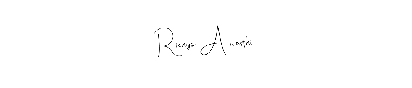 This is the best signature style for the Rishya Awasthi name. Also you like these signature font (Andilay-7BmLP). Mix name signature. Rishya Awasthi signature style 4 images and pictures png