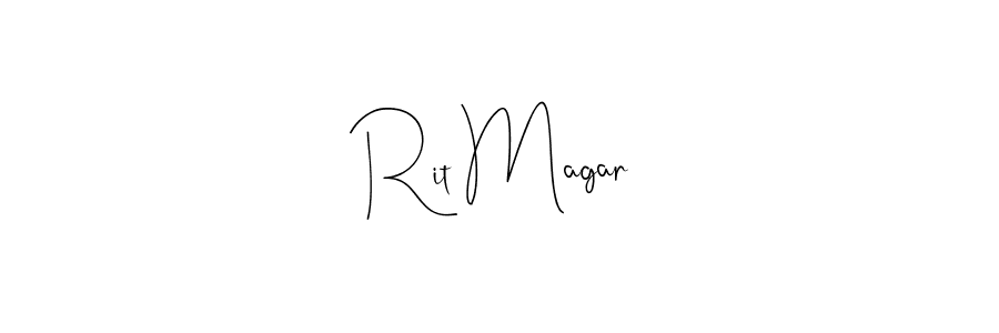 How to make Rit Magar name signature. Use Andilay-7BmLP style for creating short signs online. This is the latest handwritten sign. Rit Magar signature style 4 images and pictures png
