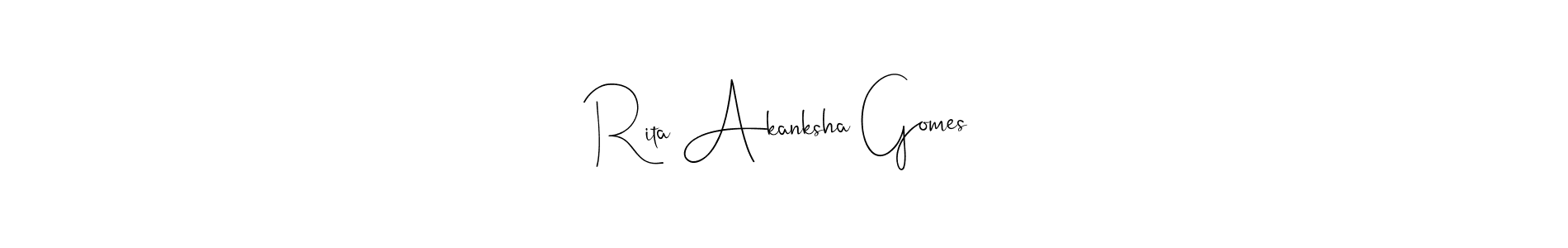 This is the best signature style for the Rita Akanksha Gomes name. Also you like these signature font (Andilay-7BmLP). Mix name signature. Rita Akanksha Gomes signature style 4 images and pictures png