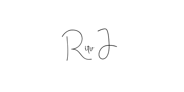 How to make Ritu J name signature. Use Andilay-7BmLP style for creating short signs online. This is the latest handwritten sign. Ritu J signature style 4 images and pictures png