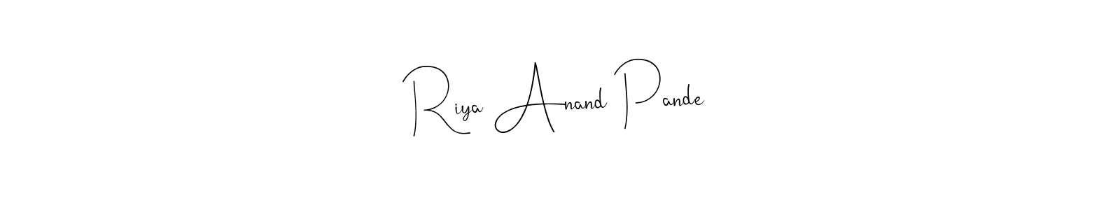 Andilay-7BmLP is a professional signature style that is perfect for those who want to add a touch of class to their signature. It is also a great choice for those who want to make their signature more unique. Get Riya Anand Pande name to fancy signature for free. Riya Anand Pande signature style 4 images and pictures png