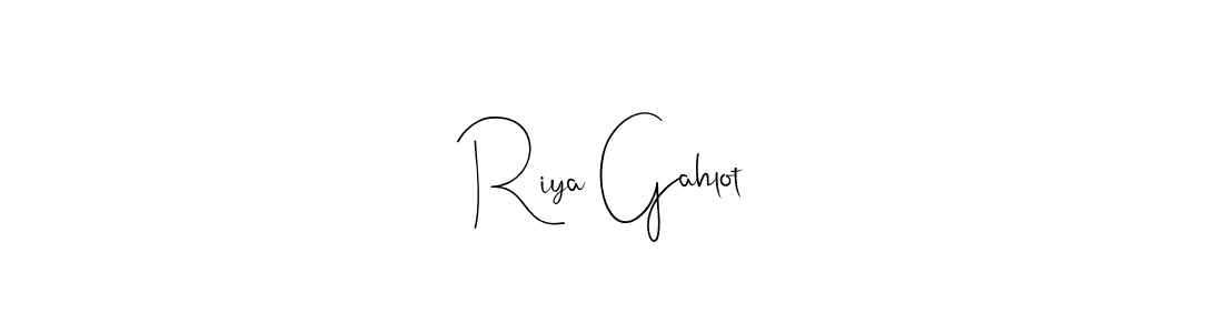 How to make Riya Gahlot name signature. Use Andilay-7BmLP style for creating short signs online. This is the latest handwritten sign. Riya Gahlot signature style 4 images and pictures png