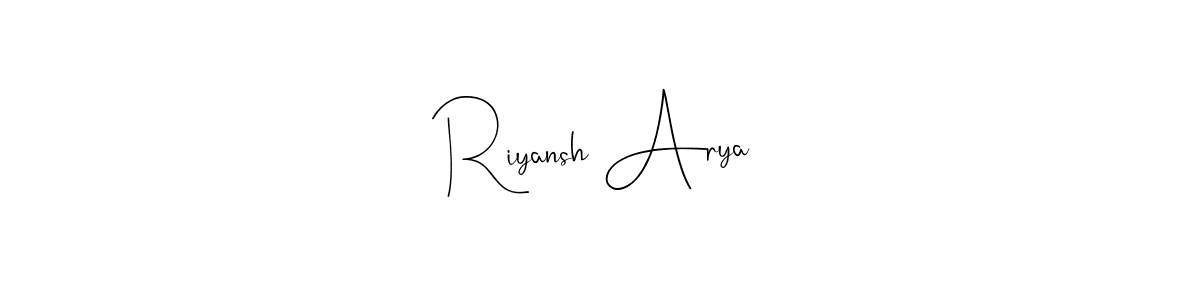 Andilay-7BmLP is a professional signature style that is perfect for those who want to add a touch of class to their signature. It is also a great choice for those who want to make their signature more unique. Get Riyansh Arya name to fancy signature for free. Riyansh Arya signature style 4 images and pictures png