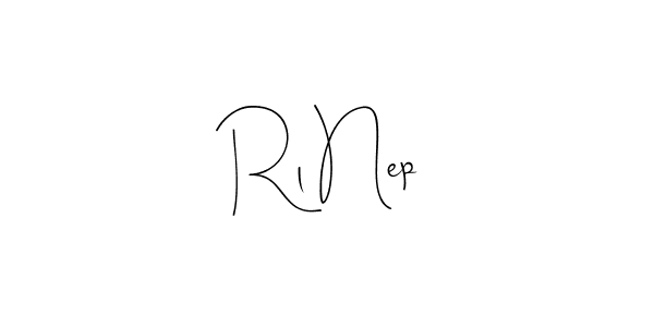 if you are searching for the best signature style for your name Rl Nep. so please give up your signature search. here we have designed multiple signature styles  using Andilay-7BmLP. Rl Nep signature style 4 images and pictures png