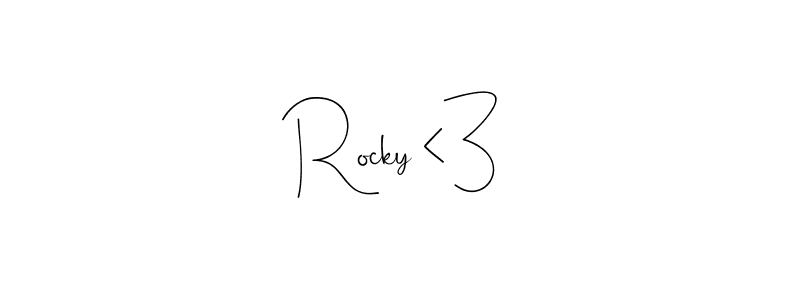 if you are searching for the best signature style for your name Rocky <3. so please give up your signature search. here we have designed multiple signature styles  using Andilay-7BmLP. Rocky <3 signature style 4 images and pictures png