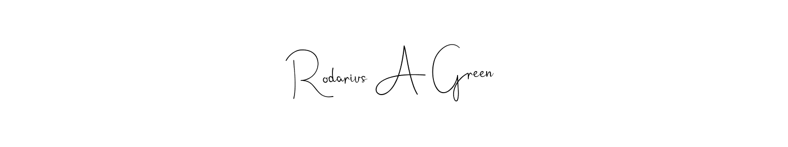 The best way (Andilay-7BmLP) to make a short signature is to pick only two or three words in your name. The name Rodarius A Green include a total of six letters. For converting this name. Rodarius A Green signature style 4 images and pictures png
