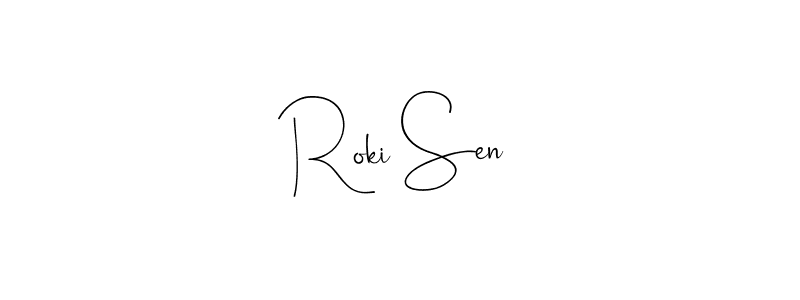 if you are searching for the best signature style for your name Roki Sen. so please give up your signature search. here we have designed multiple signature styles  using Andilay-7BmLP. Roki Sen signature style 4 images and pictures png