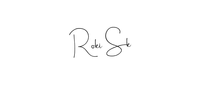 How to make Roki Sk name signature. Use Andilay-7BmLP style for creating short signs online. This is the latest handwritten sign. Roki Sk signature style 4 images and pictures png