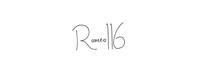 The best way (Andilay-7BmLP) to make a short signature is to pick only two or three words in your name. The name Romeo116 include a total of six letters. For converting this name. Romeo116 signature style 4 images and pictures png