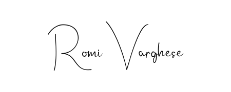 The Andilay-7BmLP typeface gives name Romi Varghese a refined look. Suitable for certificates, diplomas, and official verification. Romi Varghese signature style 4 images and pictures png