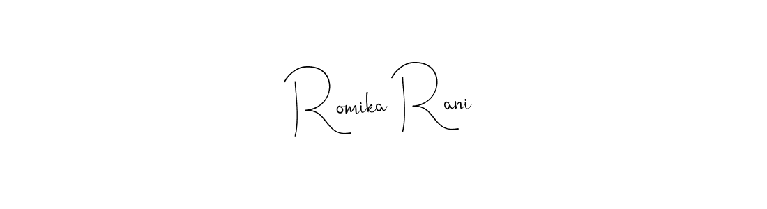 How to make Romika Rani name signature. Use Andilay-7BmLP style for creating short signs online. This is the latest handwritten sign. Romika Rani signature style 4 images and pictures png