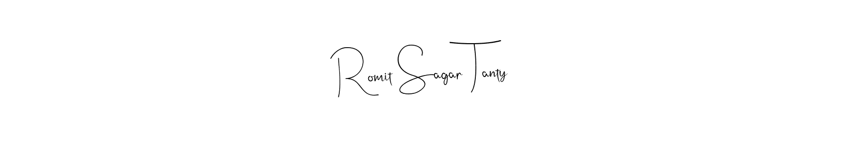 How to make Romit Sagar Tanty name signature. Use Andilay-7BmLP style for creating short signs online. This is the latest handwritten sign. Romit Sagar Tanty signature style 4 images and pictures png