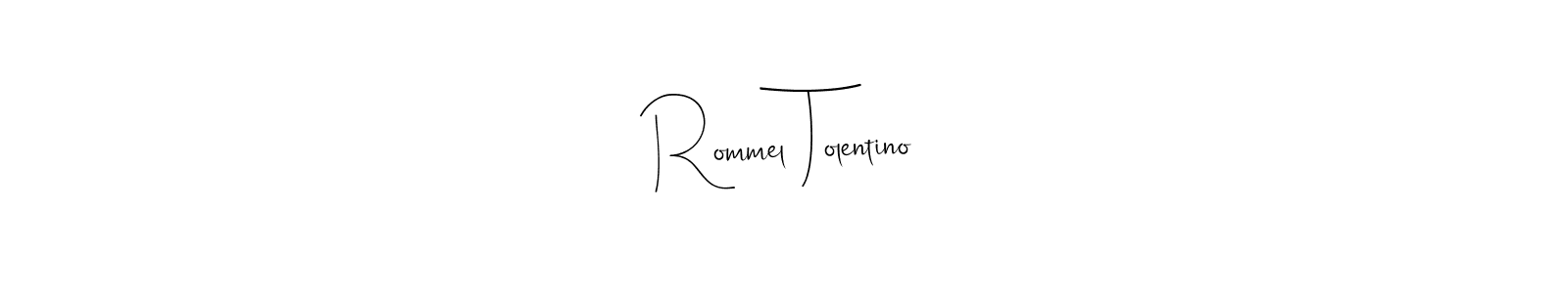 How to make Rommel Tolentino name signature. Use Andilay-7BmLP style for creating short signs online. This is the latest handwritten sign. Rommel Tolentino signature style 4 images and pictures png
