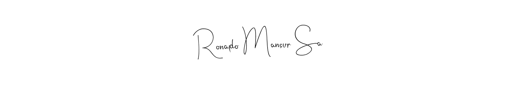Andilay-7BmLP is a professional signature style that is perfect for those who want to add a touch of class to their signature. It is also a great choice for those who want to make their signature more unique. Get Ronaldo Mansur Sa name to fancy signature for free. Ronaldo Mansur Sa signature style 4 images and pictures png