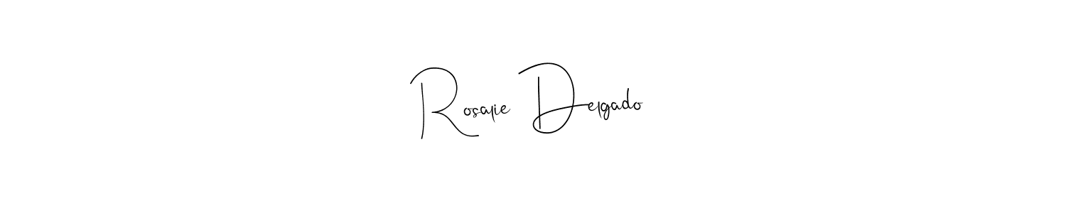 How to make Rosalie Delgado name signature. Use Andilay-7BmLP style for creating short signs online. This is the latest handwritten sign. Rosalie Delgado signature style 4 images and pictures png