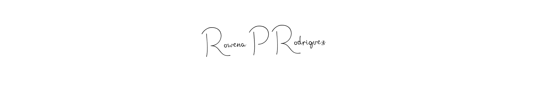 How to make Rowena P Rodriguez name signature. Use Andilay-7BmLP style for creating short signs online. This is the latest handwritten sign. Rowena P Rodriguez signature style 4 images and pictures png