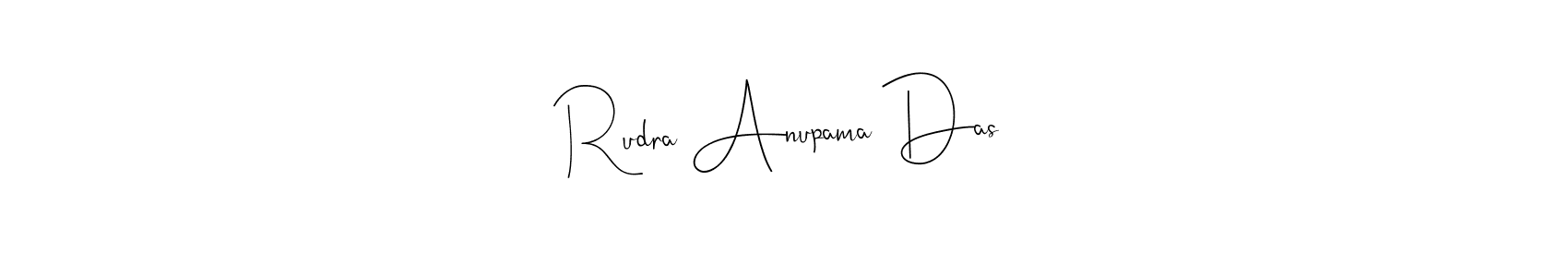 Andilay-7BmLP is a professional signature style that is perfect for those who want to add a touch of class to their signature. It is also a great choice for those who want to make their signature more unique. Get Rudra Anupama Das name to fancy signature for free. Rudra Anupama Das signature style 4 images and pictures png